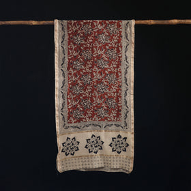 Pedana Kalamkari Hand Bock Print Natural Dyed Handloom Chanderi Silk Stole 15