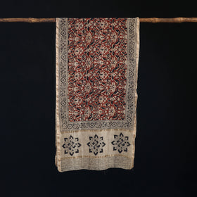 Pedana Kalamkari Hand Bock Print Natural Dyed Handloom Chanderi Silk Stole 14