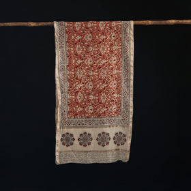 Pedana Kalamkari Hand Bock Print Natural Dyed Handloom Chanderi Silk Stole 12