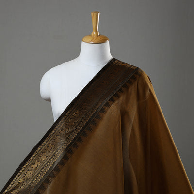 Brown - Cotton Kanchipuram Fabric with Thread Border 19