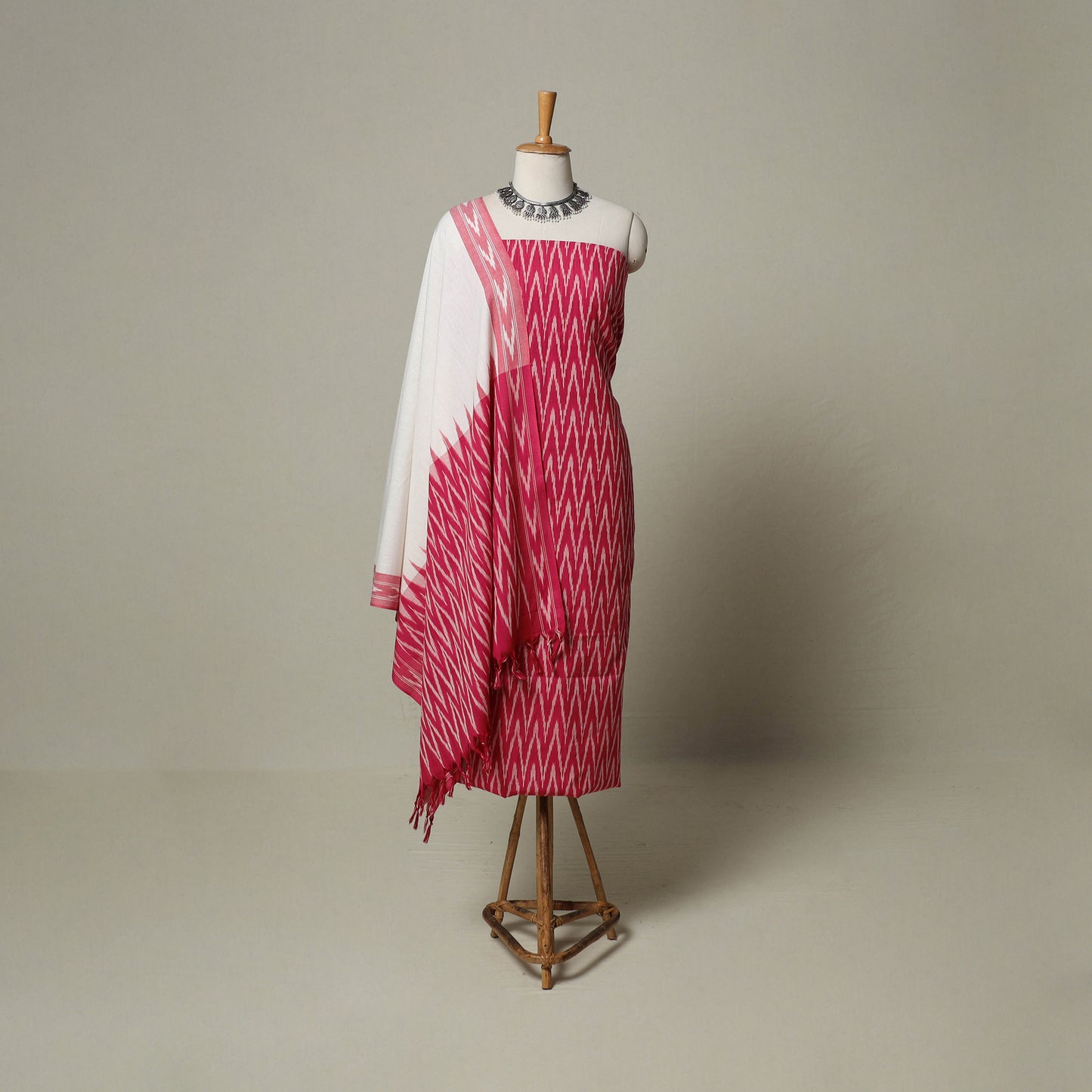 Pochampally Ikat Weave 3pc Cotton Unstitched Dress Material Suit Set 10