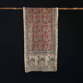 Pedana Kalamkari Hand Bock Print Natural Dyed Handloom Chanderi Silk Stole 05