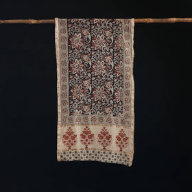 Pedana Kalamkari Hand Bock Print Natural Dyed Handloom Chanderi Silk Stole 03