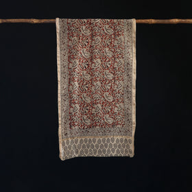 Pedana Kalamkari Hand Bock Print Natural Dyed Handloom Chanderi Silk Stole 02