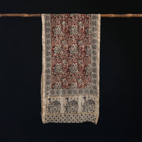 Pedana Kalamkari Hand Bock Print Natural Dyed Handloom Chanderi Silk Stole 01