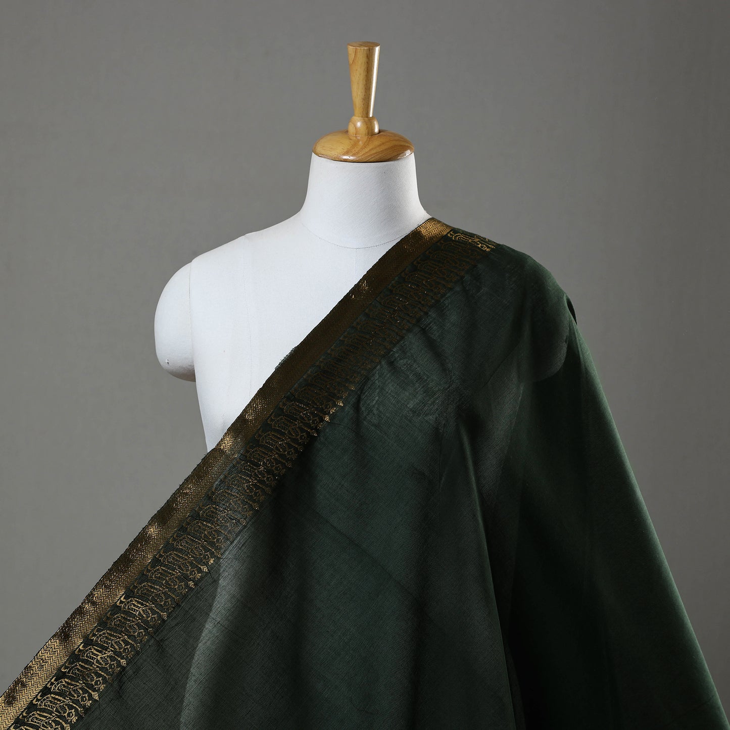 Green - Cotton Kanchipuram Fabric with Zari Border 23