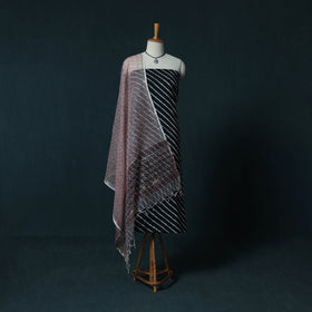 Leheriya Tie-Dye Cotton 2pc Unstitched Dress Material Kurta Set with Jewellery Set 28