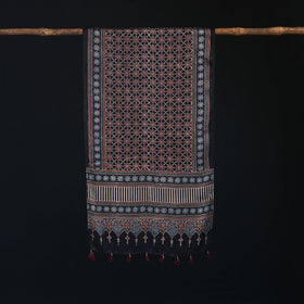 Ajrakh Hand Block Print Natural Dyed Modal Silk Stole 01