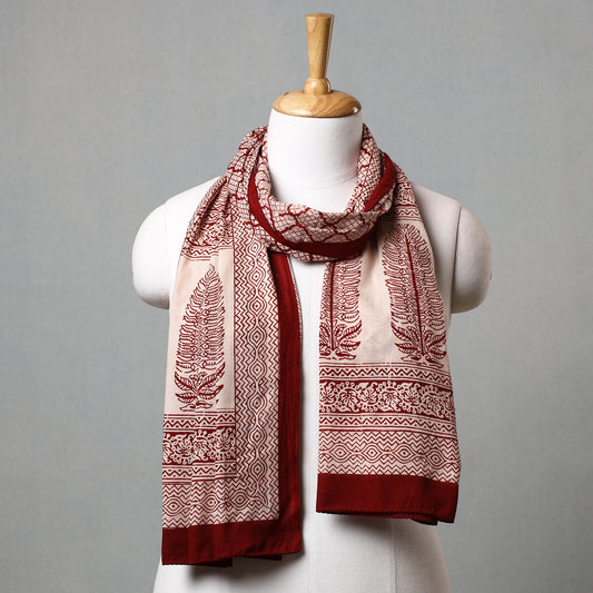 Red - Bagh Hand Block Printed Cotton Stole