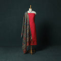 Jacquard Woven 2pc Cotton Unstitched Dress Material Kurta Set with Jewellery 17