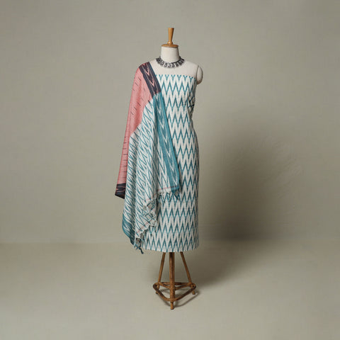 Pochampally Ikat Weave 3pc Cotton Unstitched Dress Material Suit Set 12