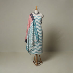 Pochampally Ikat Weave 3pc Cotton Unstitched Dress Material Suit Set 12