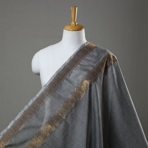 Grey - Cotton Kanchipuram Fabric with Zari Border 31