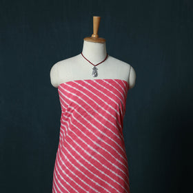 Leheriya Tie-Dye Cotton 2pc Unstitched Dress Material Kurta Set with Jewellery Set 29