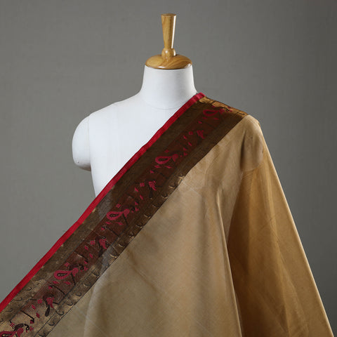 Brown - Cotton Kanchipuram Fabric with Zari Border 32