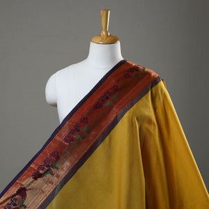 Yellow - Cotton Kanchipuram Fabric with Zari Border 34