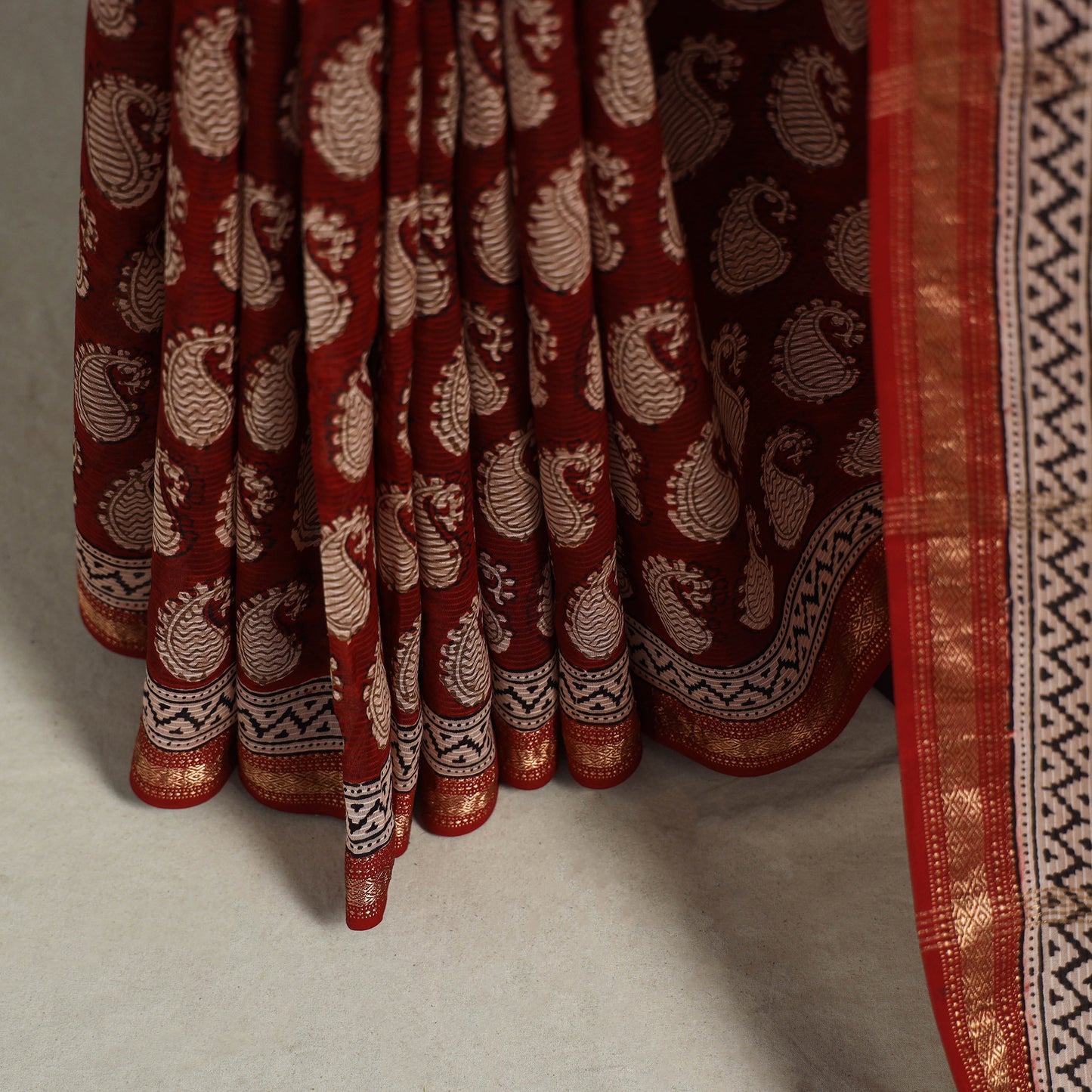 Natural Dyed Maheshwari Silk Bagh Print Saree