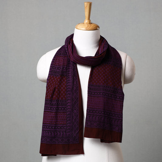 Purple - Bagh Hand Block Printed Cotton Stole