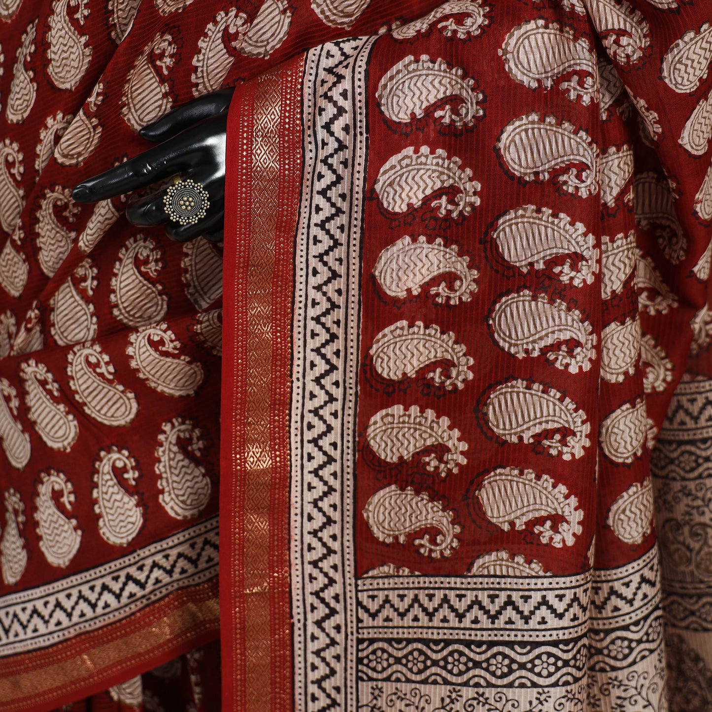 Natural Dyed Maheshwari Silk Bagh Print Saree