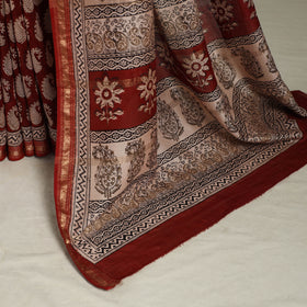 Natural Dyed Maheshwari Silk Bagh Print Saree