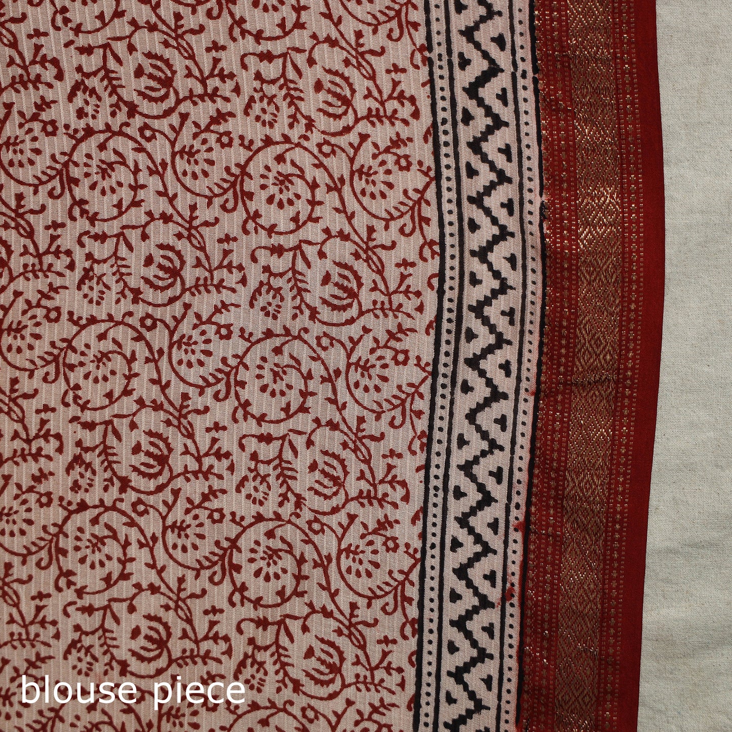 Natural Dyed Maheshwari Silk Bagh Print Saree