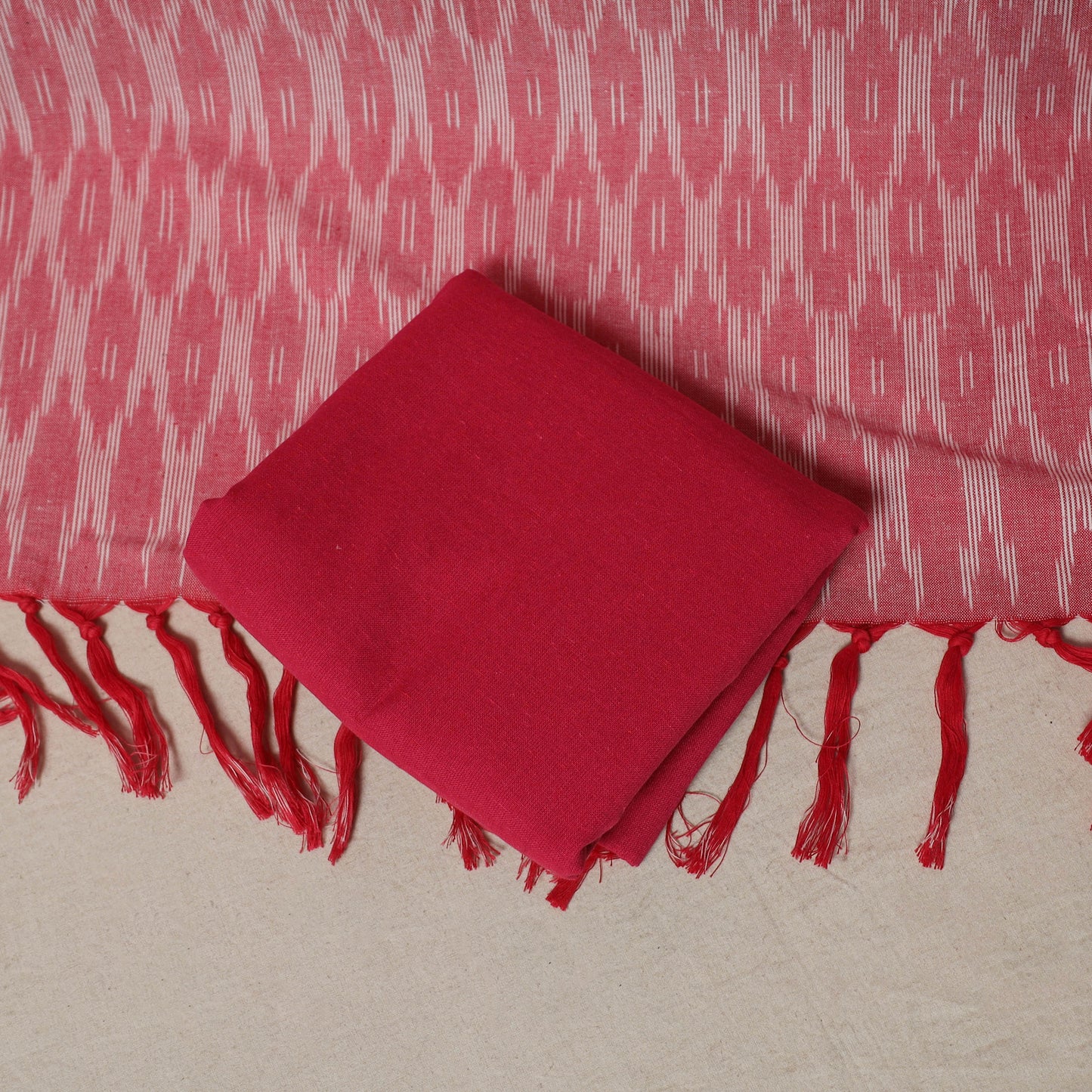 Pochampally Ikat Weave 3pc Cotton Unstitched Dress Material Suit Set 13