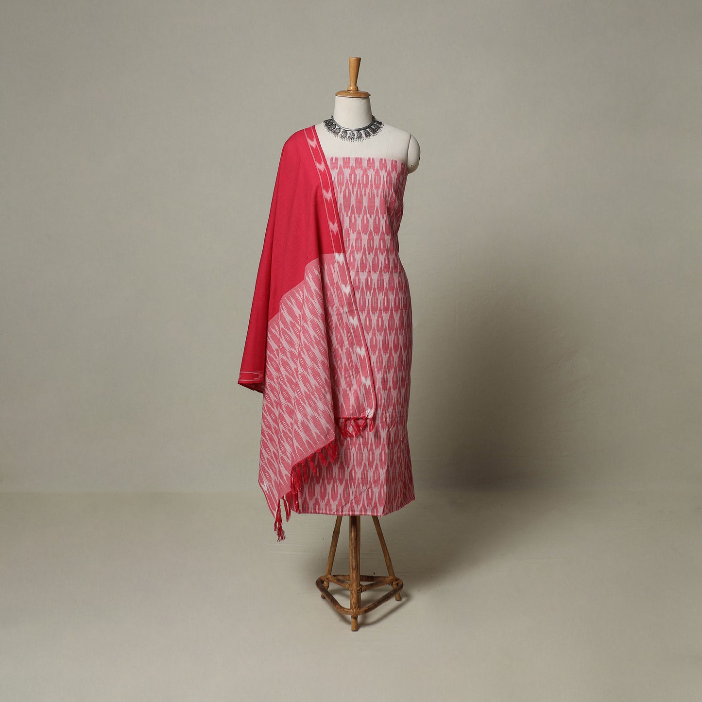Pochampally Ikat Weave 3pc Cotton Unstitched Dress Material Suit Set 13