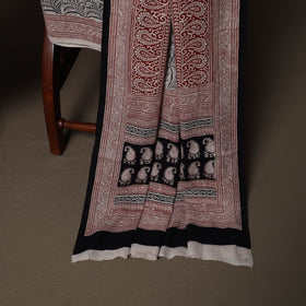 Black - Natural Dyed Cotton 3pc Unstitched Hand Block Bagh Print Dress Material Suit Set 02