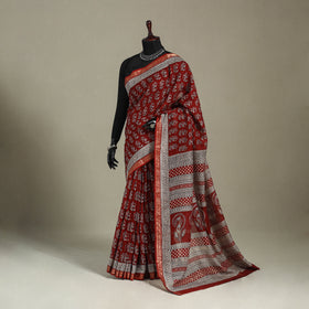 Natural Dyed Maheshwari Silk Bagh Print Saree