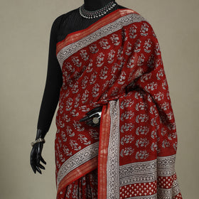 Natural Dyed Maheshwari Silk Bagh Print Saree