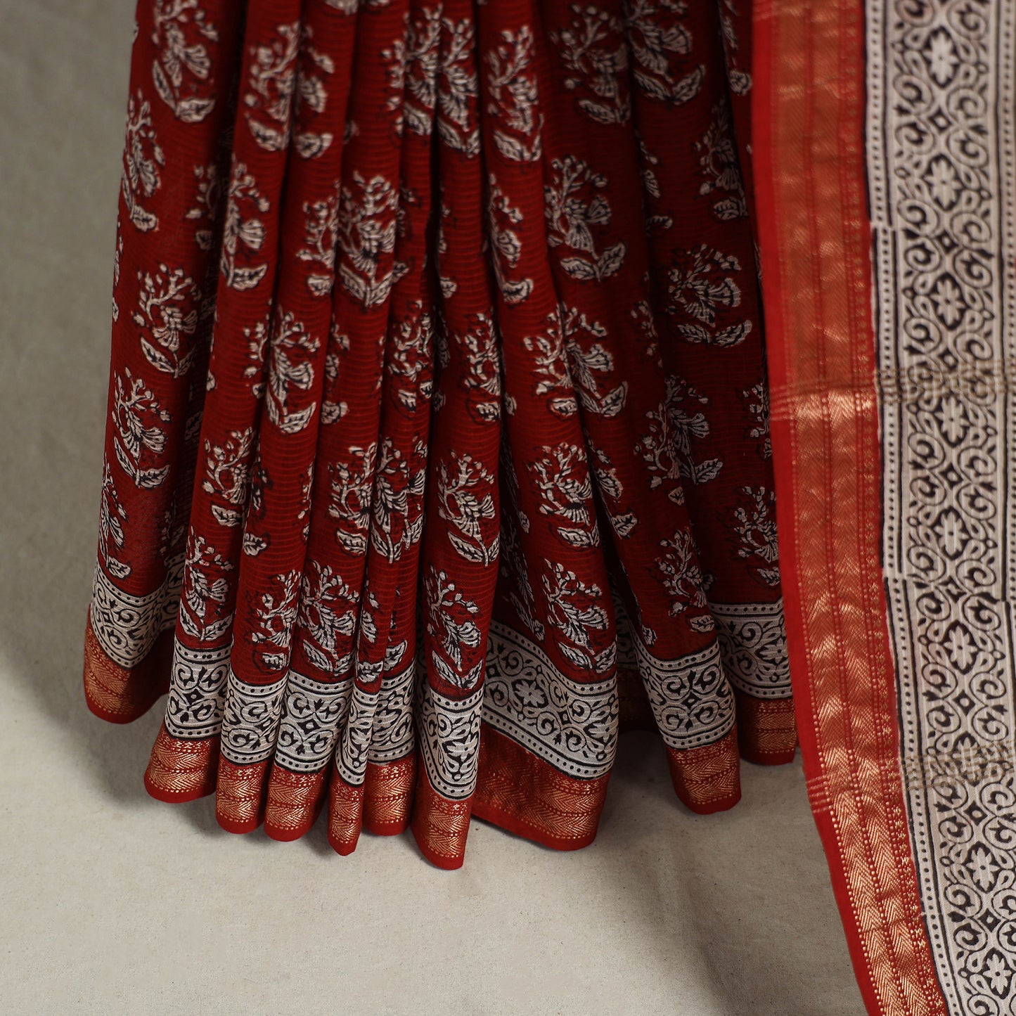 Natural Dyed Maheshwari Silk Bagh Print Saree