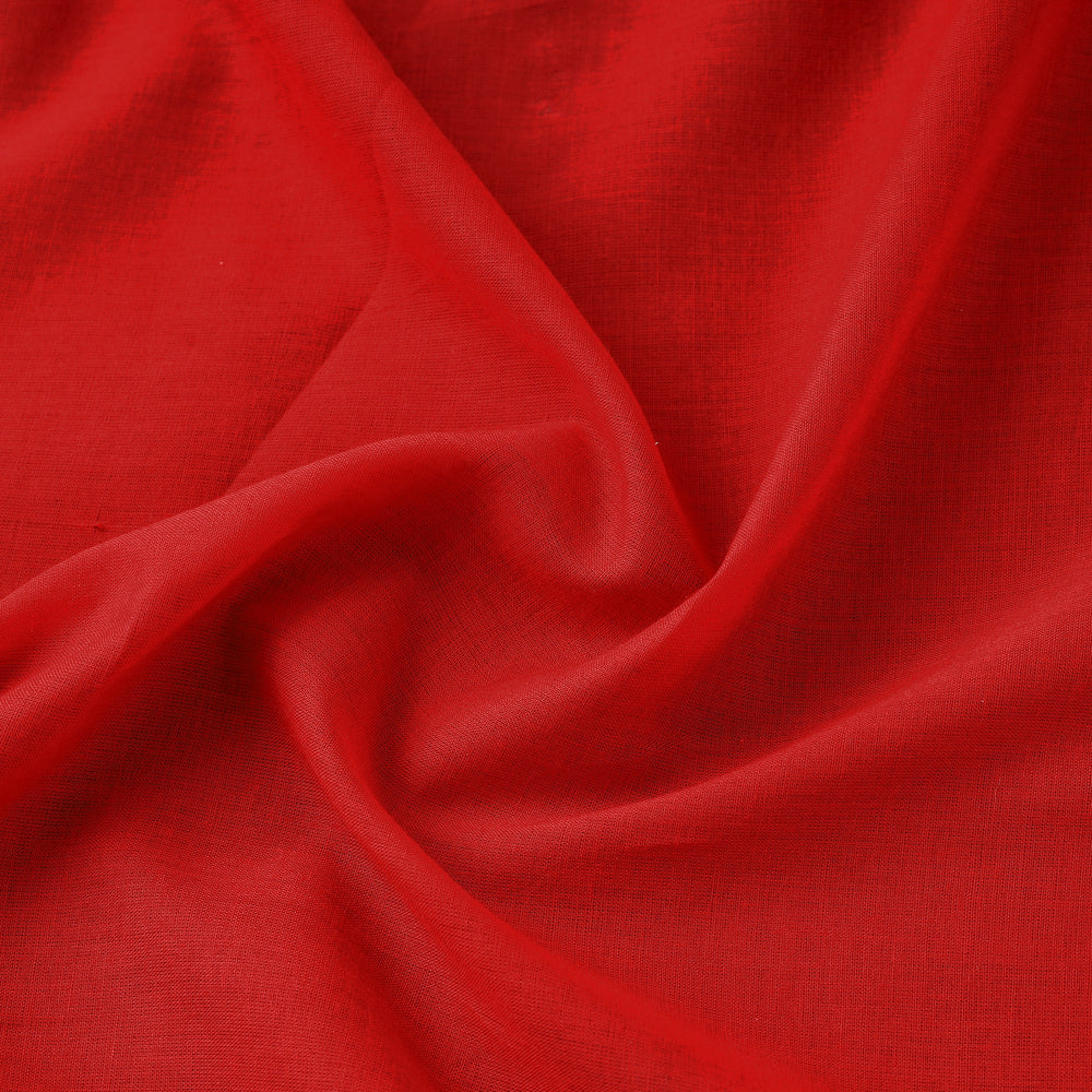 Red - Prewashed Plain Dyed Mul Cotton Fabric