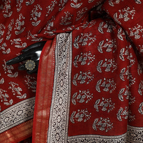 Natural Dyed Maheshwari Silk Bagh Print Saree