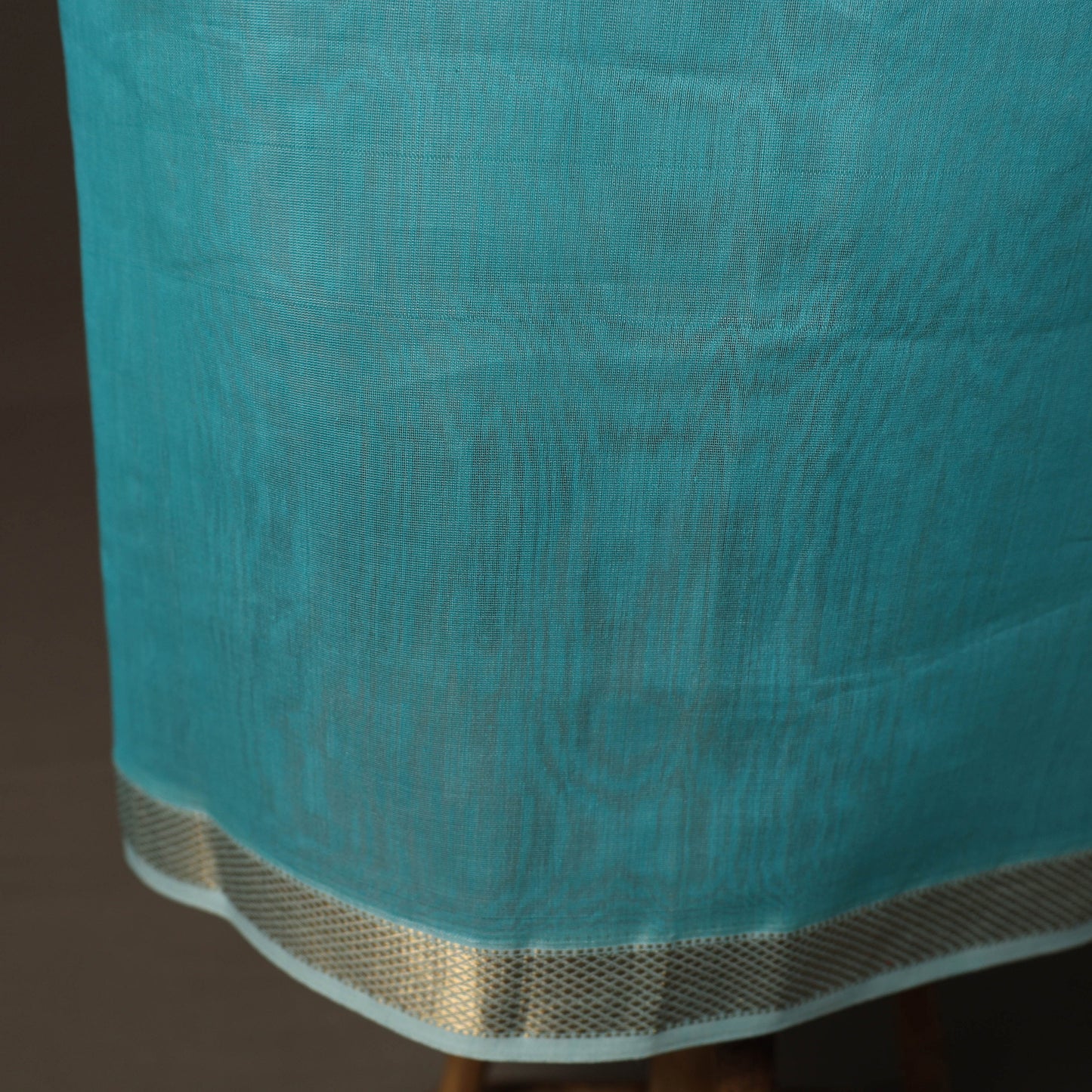 Blue - 2pc Handloom Silk Cotton Unstitched Plain Dress Material Kurta Set with Zari Border 01