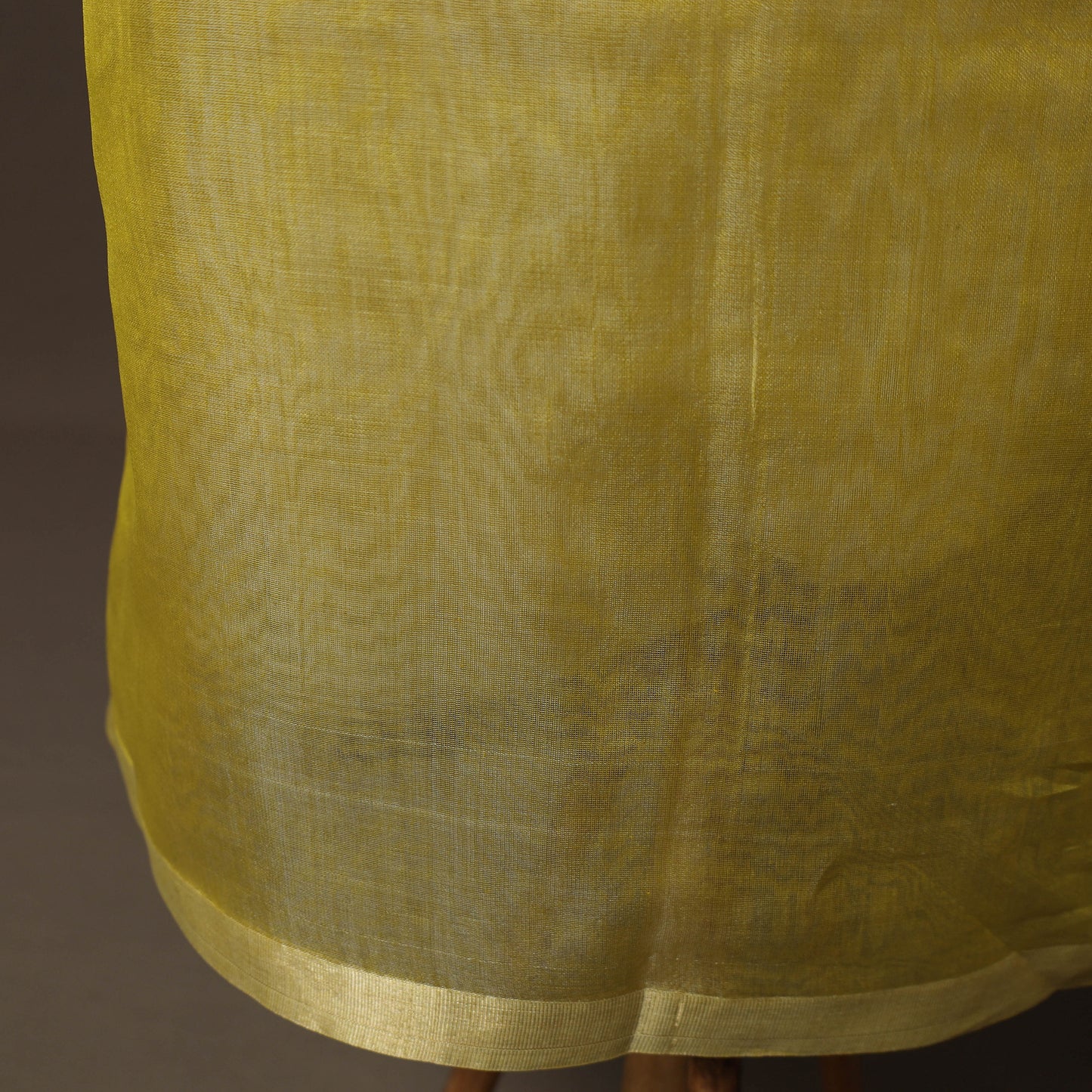 Yellow - 2pc Handloom Unstitched Chanderi Silk Dress Material Kurta Set with Zari Border 04