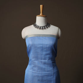 Blue - 2pc Handloom Unstitched Chanderi Silk Dress Material Kurta Set with Zari Border 05