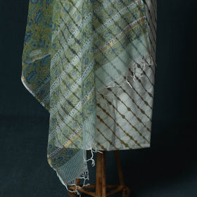 Leheriya Tie-Dye Cotton 2pc Unstitched Dress Material Kurta Set with Jewellery Set 35