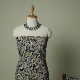 Pedana Kalamkari Hand Block Print Natural Dyed Cotton 3pc Unstitched Dress Material Suit Set 02