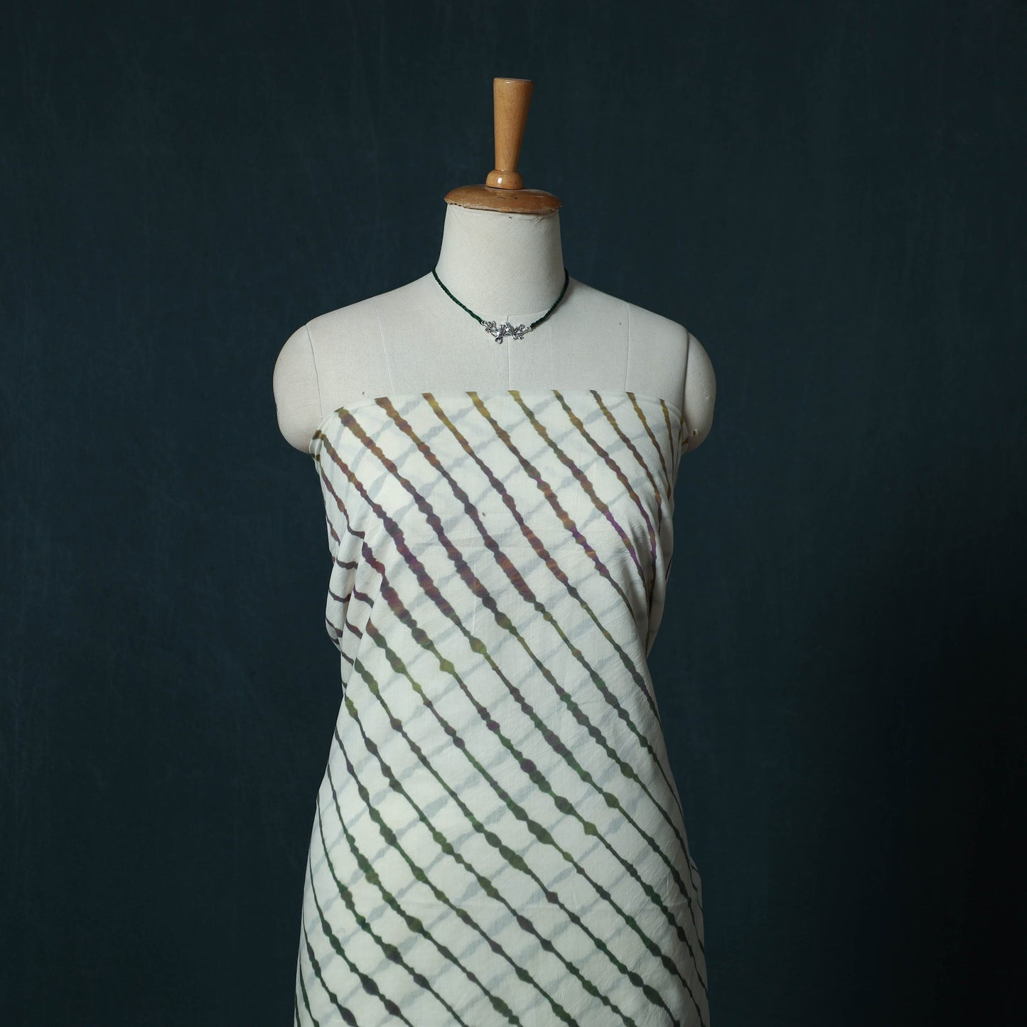 Leheriya Tie-Dye Cotton 2pc Unstitched Dress Material Kurta Set with Jewellery Set 35