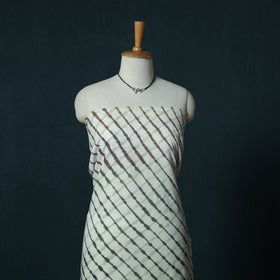 Leheriya Tie-Dye Cotton 2pc Unstitched Dress Material Kurta Set with Jewellery Set 35