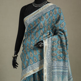Natural Dyed Maheshwari Silk Bagh Print Saree