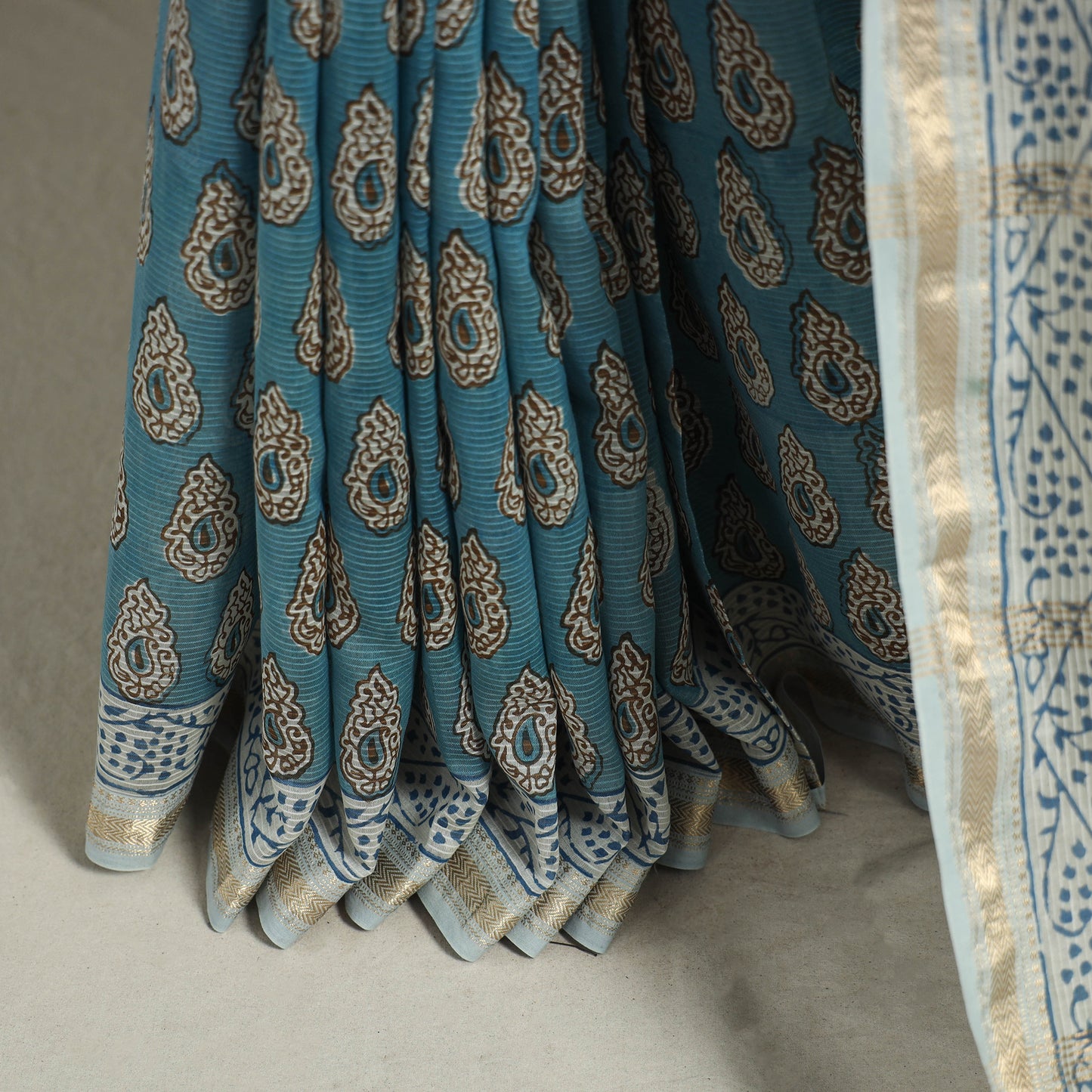 Natural Dyed Maheshwari Silk Bagh Print Saree
