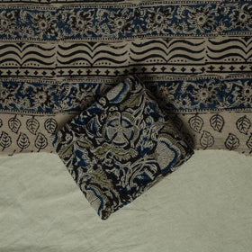 Pedana Kalamkari Hand Block Print Natural Dyed Cotton 3pc Unstitched Dress Material Suit Set 02