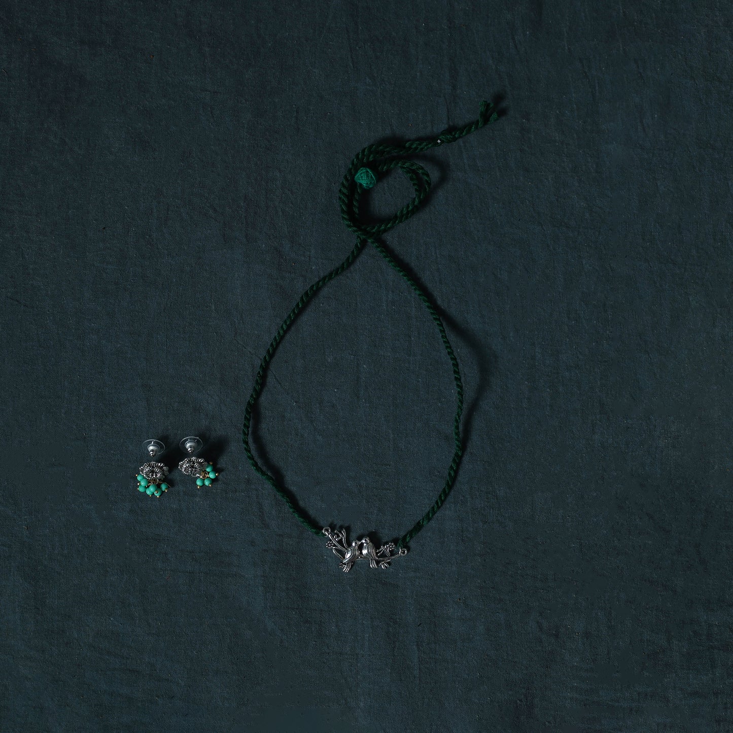 Leheriya Tie-Dye Cotton 2pc Unstitched Dress Material Kurta Set with Jewellery Set 35