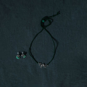 Leheriya Tie-Dye Cotton 2pc Unstitched Dress Material Kurta Set with Jewellery Set 35