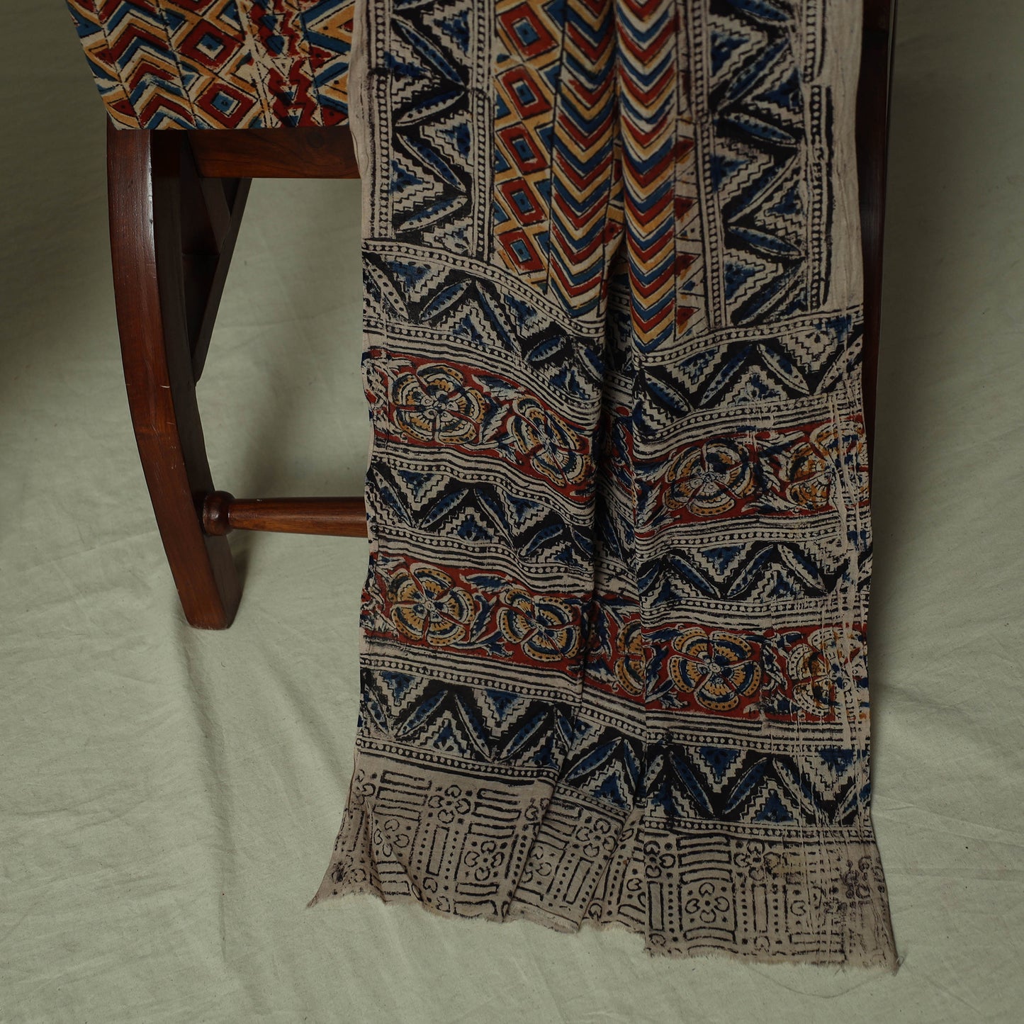 Pedana Kalamkari Hand Block Print Natural Dyed Cotton 3pc Unstitched Dress Material Suit Set 03