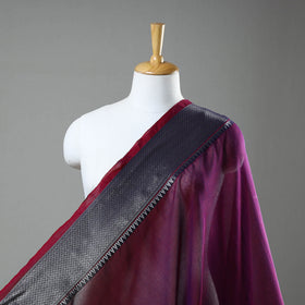  Purple Mercerised Cotton Zari Border Dharwad Fabric