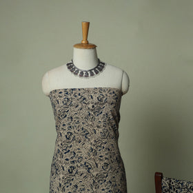Pedana Kalamkari Hand Block Print Natural Dyed Cotton 3pc Unstitched Dress Material Suit Set 04