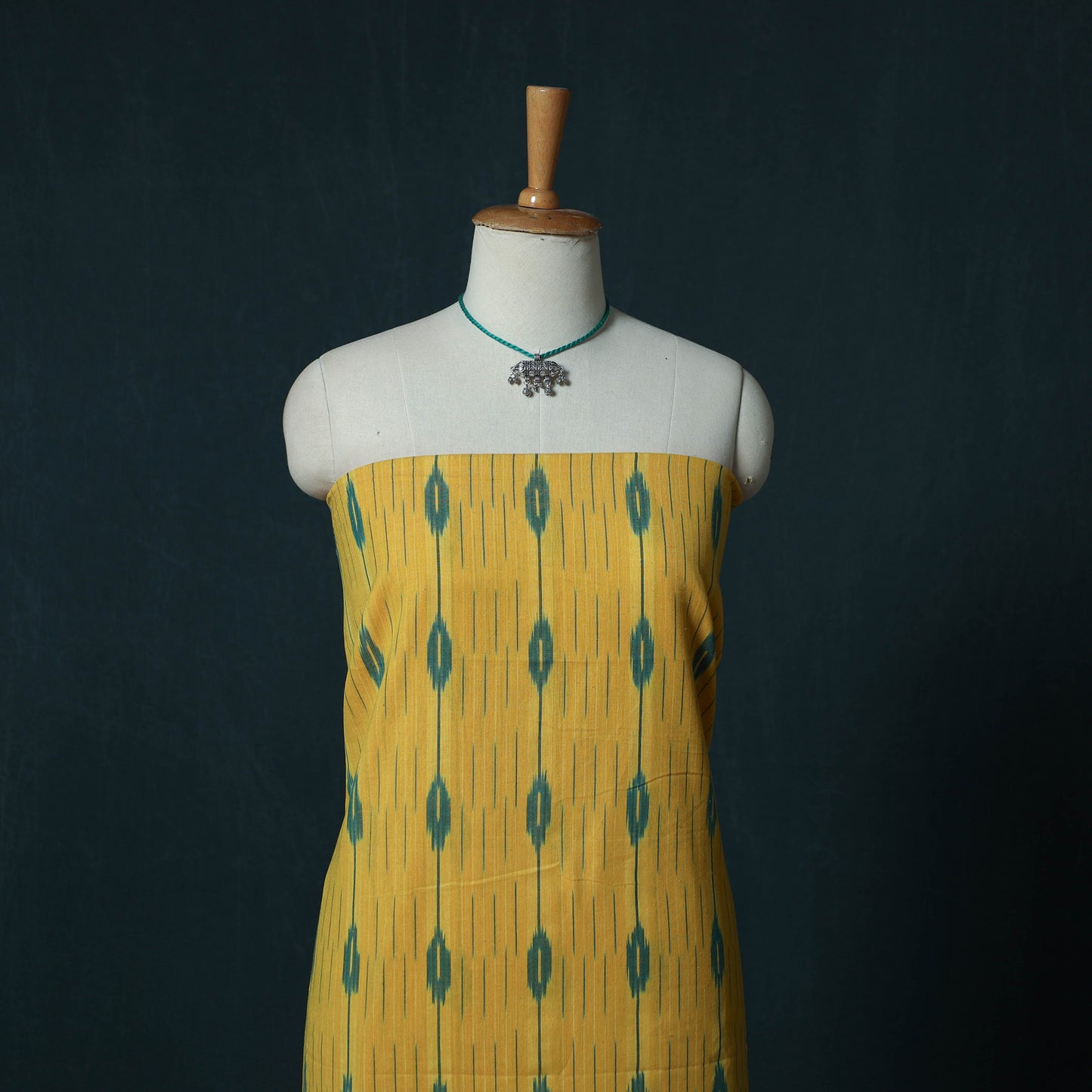 Pochampally Ikat Cotton 2pc Unstitched Dress Material Kurta Set with Jewellery Set 37