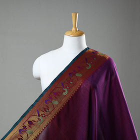 Buy Purple Mercerised Cotton Paithani Border Dharwad Fabric